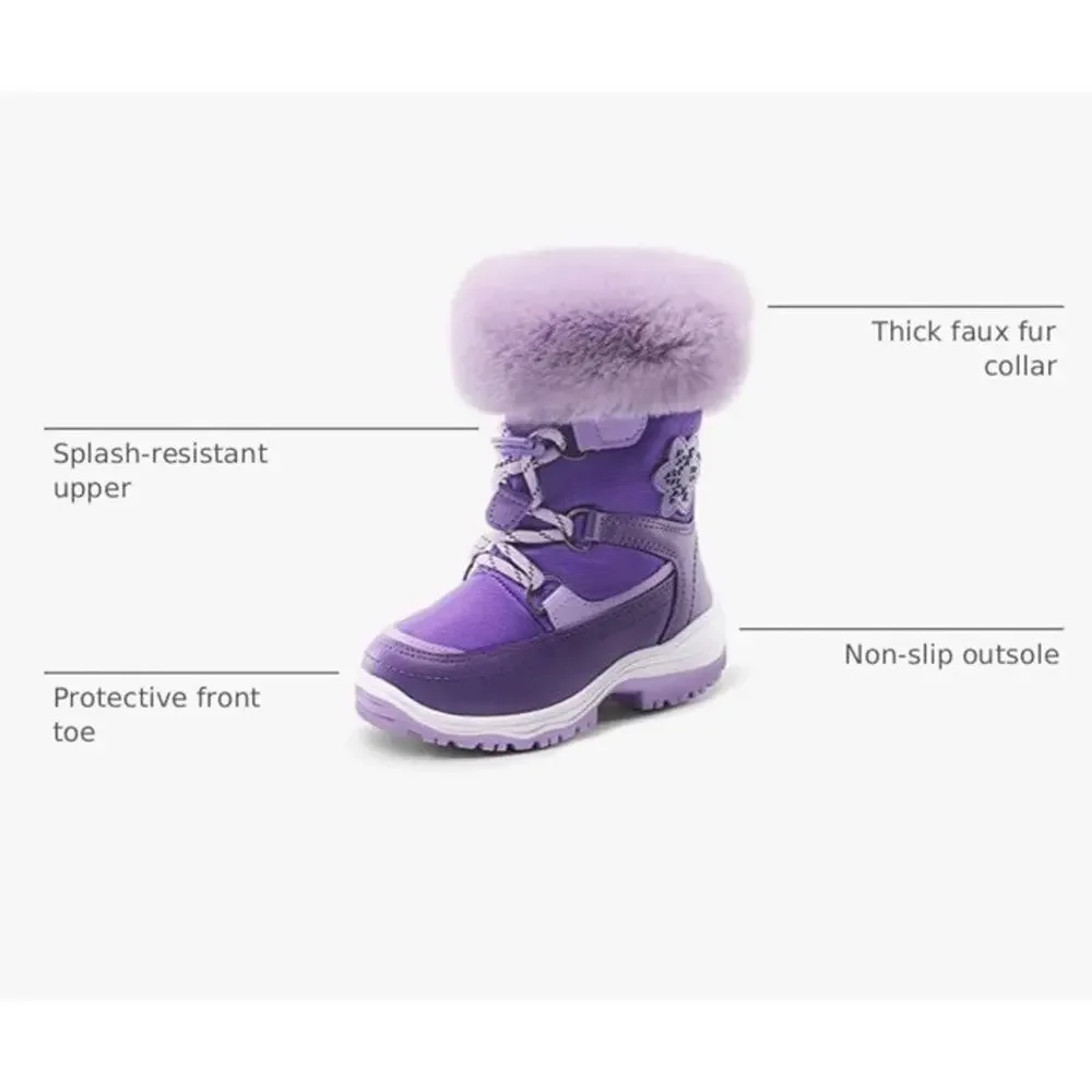 DREAM PAIRS Girls Toddler Snow Boots Slip Resistant Faux Fur Purple Sz 5 NEW